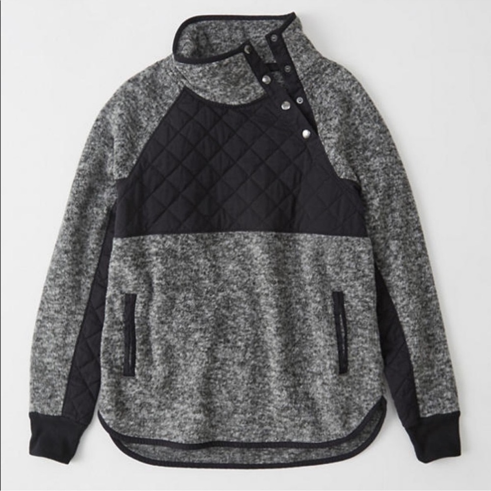 Abercrombie & Fitch asymmetrical snap up fleece pull over sweater